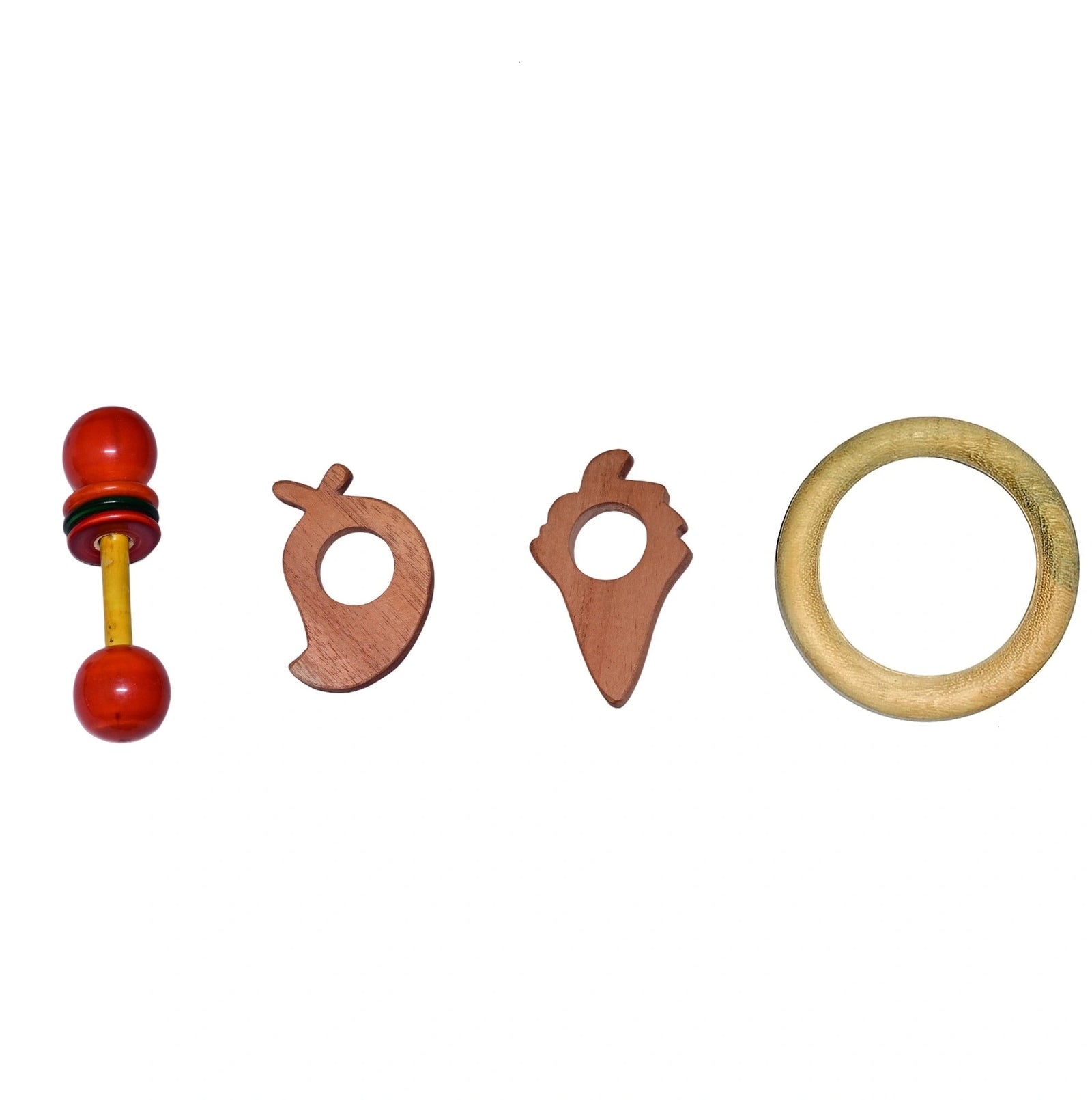Neem Wood Baby Teething Toys for Babies 0-12 Months Baby Toys 0-3-6-12 Months 4 Shapes Infant Toys Baby Teether Teethers for Babies view 1