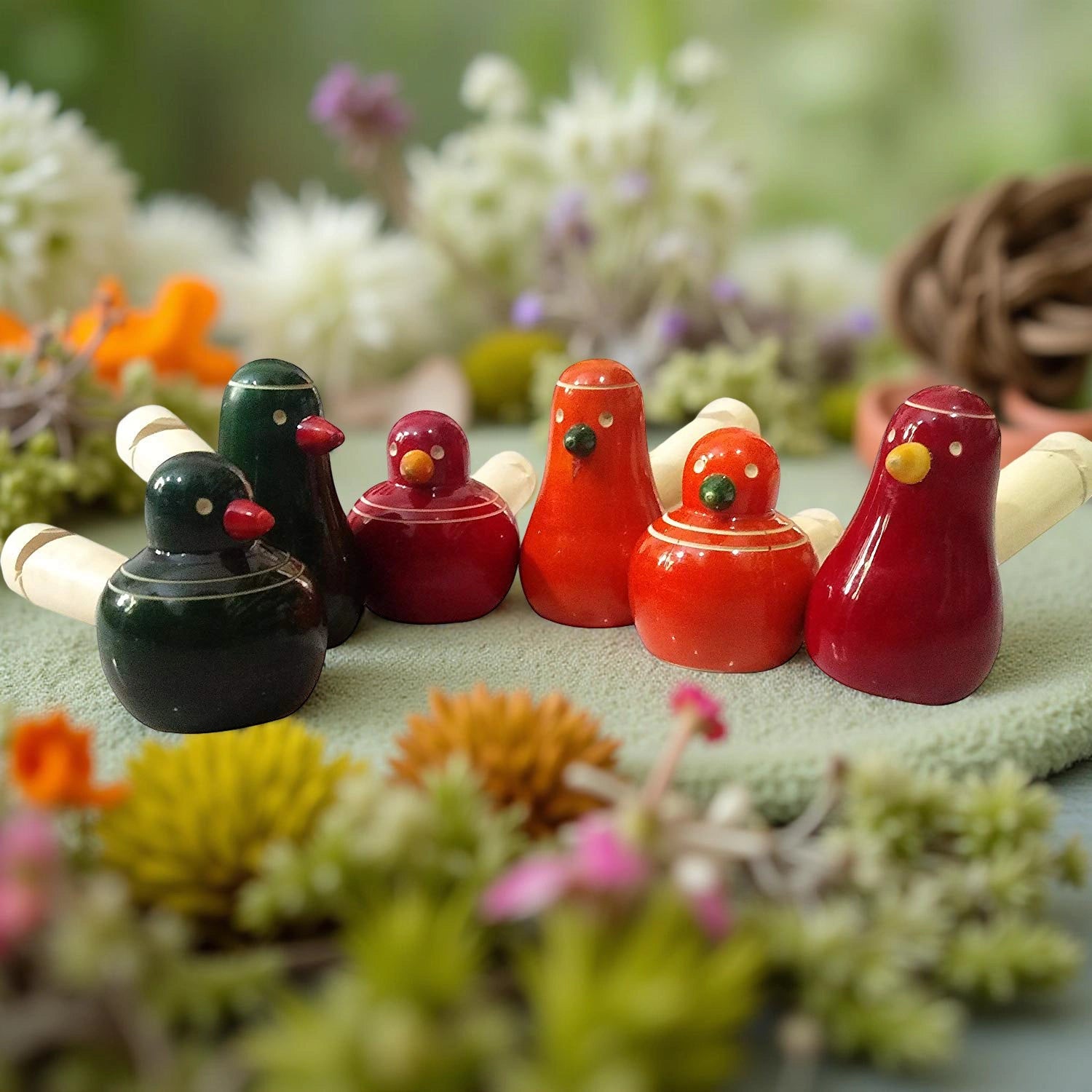 Wooden Bird Whistle Toys for Kids ( 1 Year+) - Set of 6 pcs - Multicolor - Discover Sounds view 1