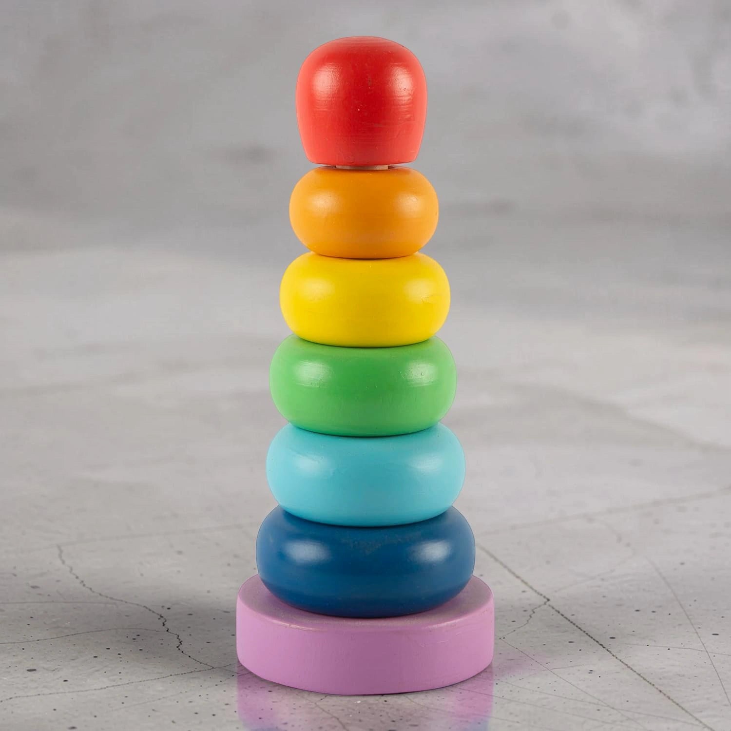 Wooden Rainbow Stacking Toy for 1+ Year Kids |Montessori Sorting & Stacking Rings Toy for Toddlers Handmade Eco-Friendly Learning Toy view 1