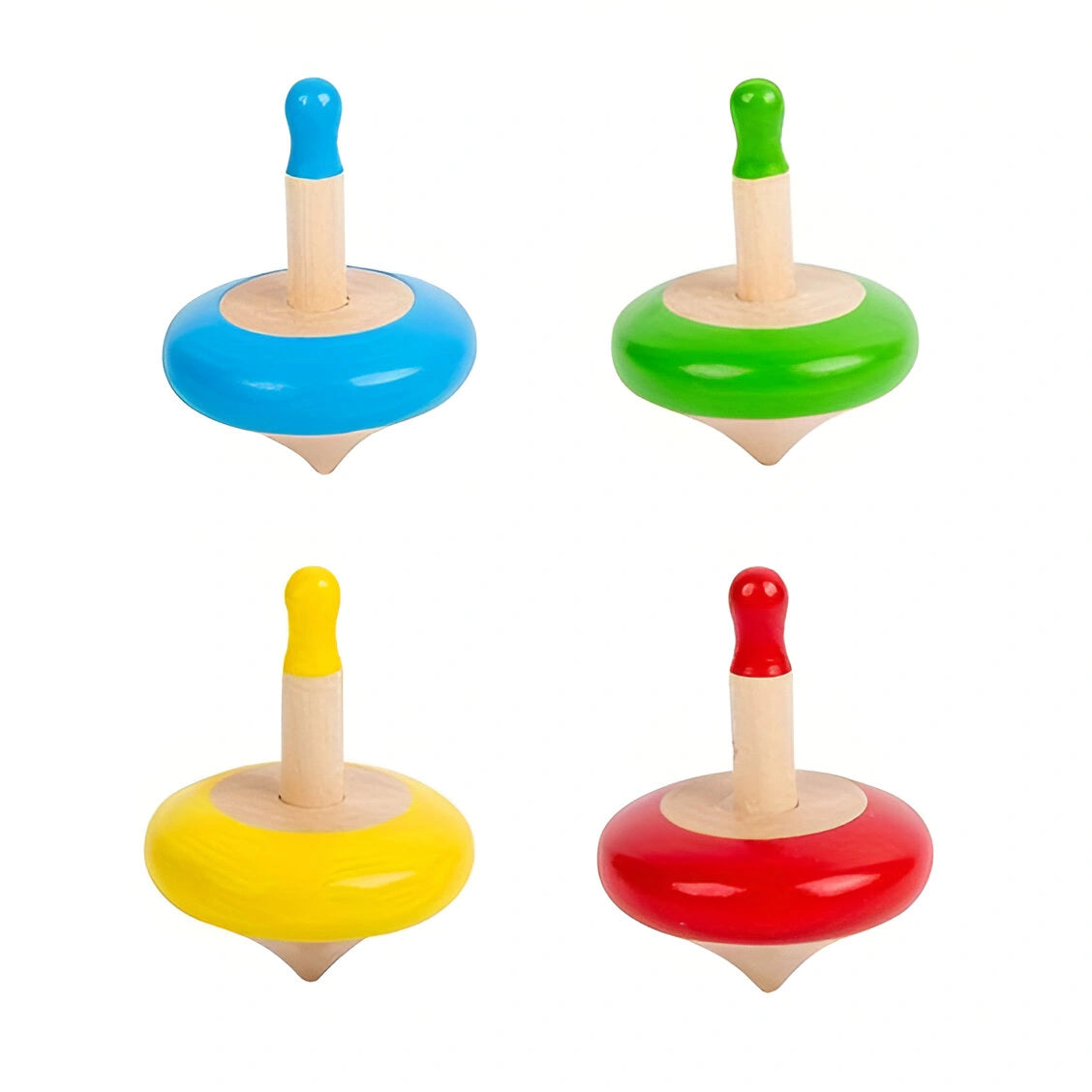 Wooden Spinning Tops for Kids (3 Years+) - Set of 4 Pcs - Multi-Color - Curiosity & Fine Motor Skills view 1