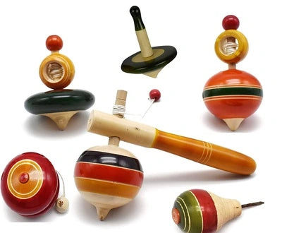 Wooden Spinning Tops Toys Combo Pack of 6 Toys for Kids (3 Years+) - Multicolor - Curiosity & Fine Motor Skills view 1
