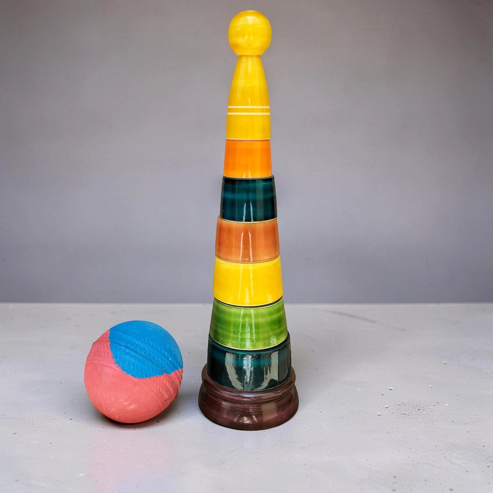 Wooden Lagori, Pitthu Traditional Outdoor Game of India, Stacking Blocks & Ball for Children, Toddlers, Kids & Family, 2 Teams, Ages 6 + view 1