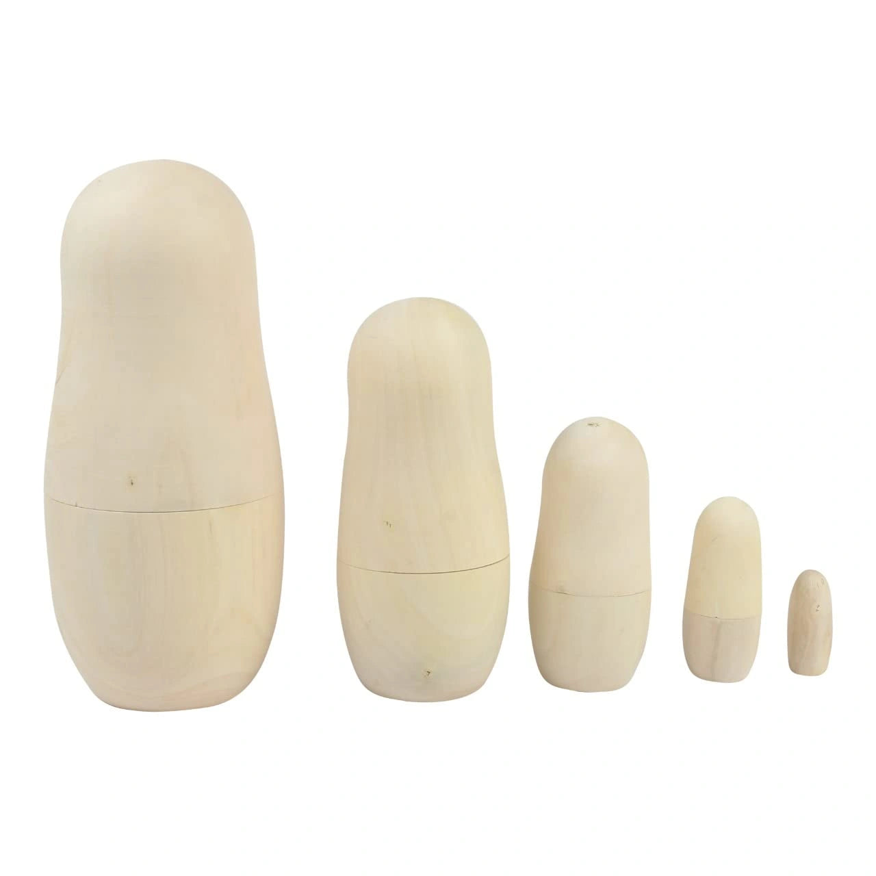 Handcrafted unpainted wooden Russian nesting dolls (set of 5) made using GI-tagged craft. DIY painting, Montessori learning creative play view 1