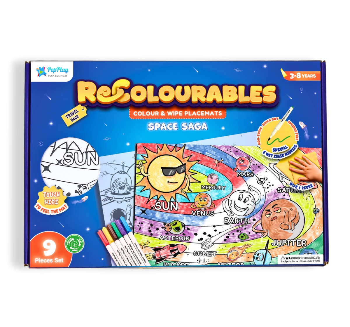 RECOLOURABLES COLOUR & WIPE PLACEMATS - SPACE SAGA view 1
