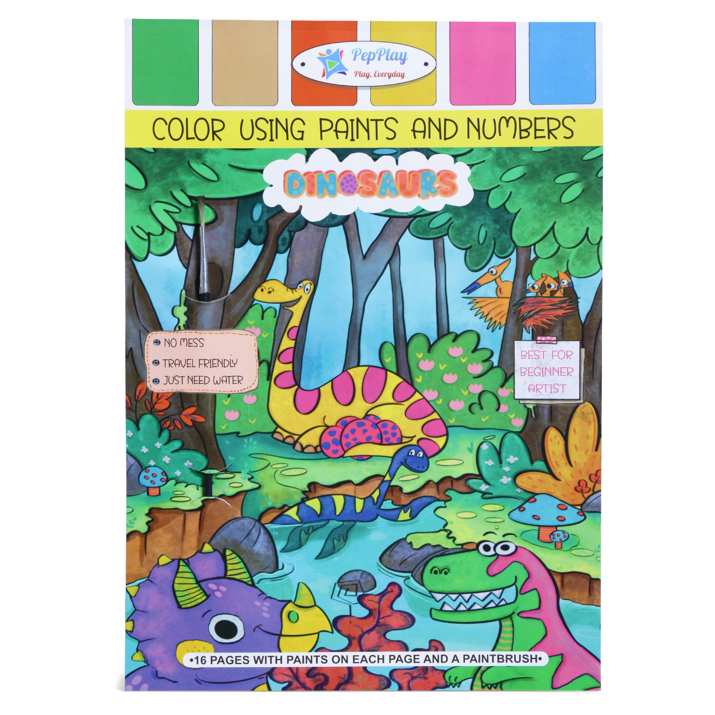 COLOUR USING PAINTS AND NUMBERS-DINOSAURS view 1